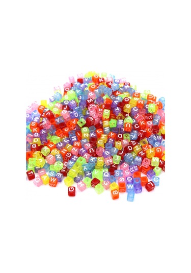Harf Boncuk Akrilik Küp Renkli 6 Mm 250 Gr