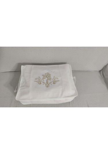 4 Lu Desenli Baza Altı Çekyat Hurç 60 40 22 Cm Beyaz