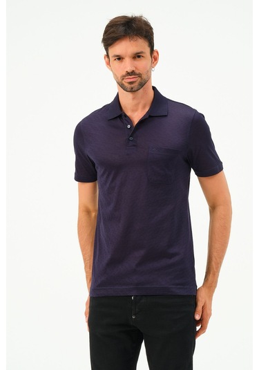 Classıc Kısa Kollu Mercerize Regular Erkek Polo Yaka Tshırt Lacivert