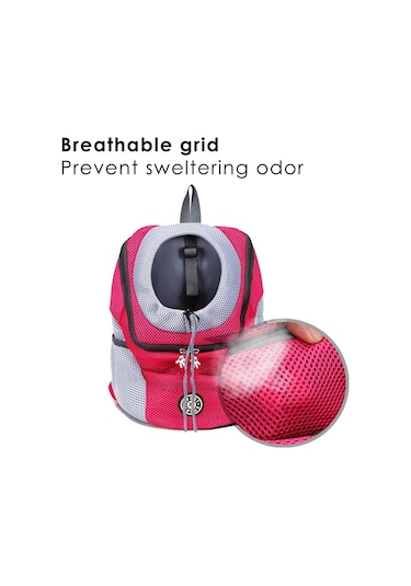 Açık Pet Köpek Taşıma Çantası Ön Çanta Çift Omuz Taşınabilir Seyahat Sırt Çantası Örgü Sırt Çantası Kafa, Boyut: L Gül Kırmızı