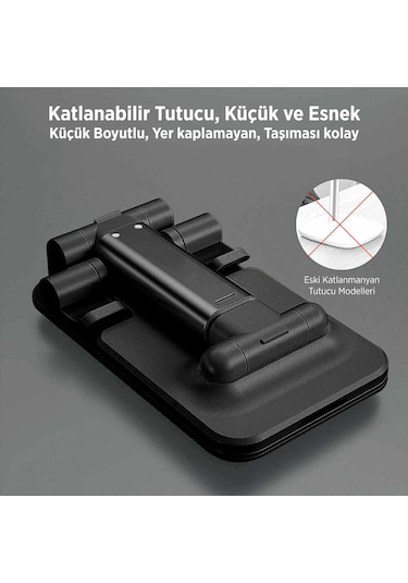 Juo Katlanabilir Masaüstü Telefon Standı Siyah