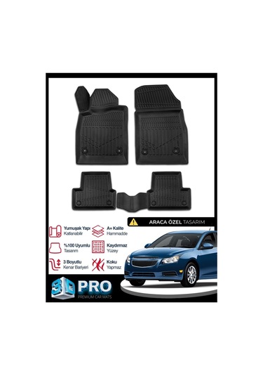 Chevrolet Cruze 3d Havuzlu Paspas 2008-2019 Arası Modeller Kokusuz