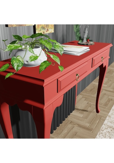 Roys Ahşap 100 Cm Kırmızı Çekmeceli Petek Üstü Yüksek Dresuar Kırmızı