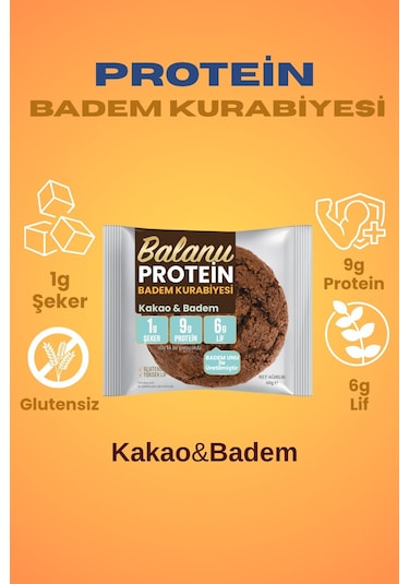 Balanu Proteinli Kakaolu Badem Kurabiyesi 60gr X3 Adet