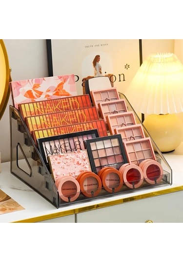 Cordial Transparan Gri 5 Katlı Genişleyen Makyaj Organizer Rafı, Kompakt Vanity Masası Şeffaf Gri