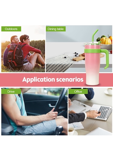 Hallow-40 Oz Saplı Bardak Sızdırmaz Yeniden Kullanılabilir Sarı