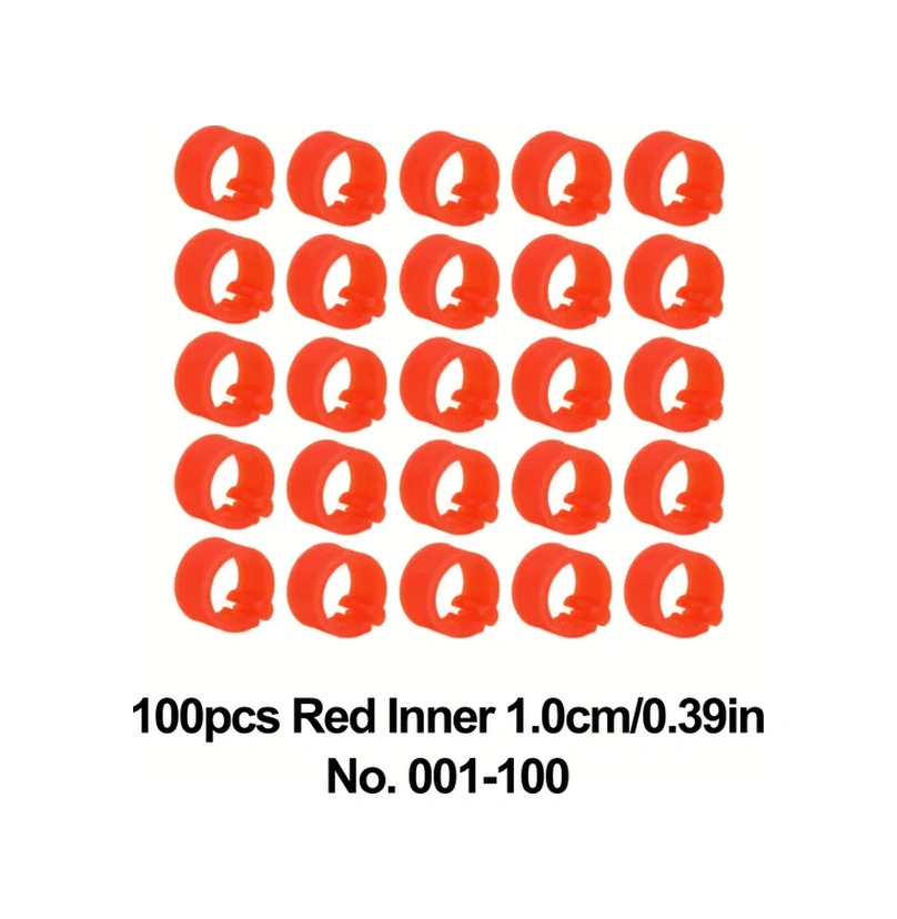 Willowhaven 100 Adet Kırmızı 10mm Renkli Numaralı Kuş Bilezikleri Güvercin Muhabbet Kuşu Markalama
