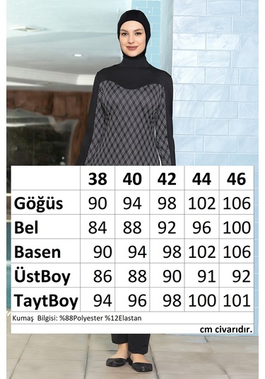 Likralı Tam Kapalı Tesettür Mayo 1272 Siyah Siyah