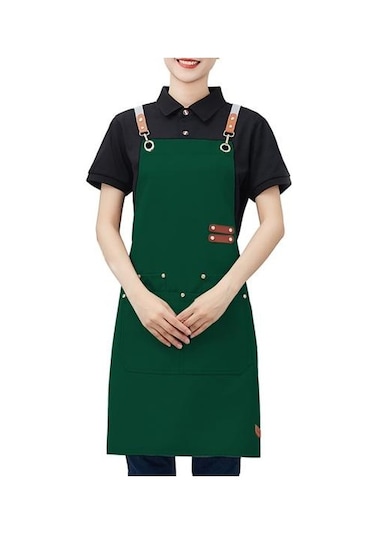 Koyu Yeşil Erkekler Kadınlar İçin Su Geçirmez Önlük Anti-yağ Paslanmaz Pişirme Önlüğü Garson Barbekü Mutfak Aksesuarları