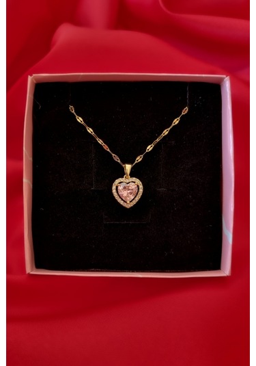 Trade Bazaar Çelik Kalpli Kadın Kolye Pembe
