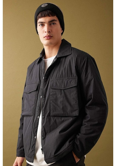 DeFacto Relax Fit Polo Yaka Gömlek Ceket B4941AX24SPBK81