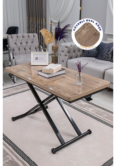 Home Üst Tabla Mdf Antiklayt Oval Köşe Alt Ayak Siyah