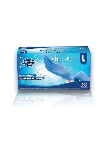 Haspet Mavi Nitril Pudrasız Ekstra Kalın Eldiven