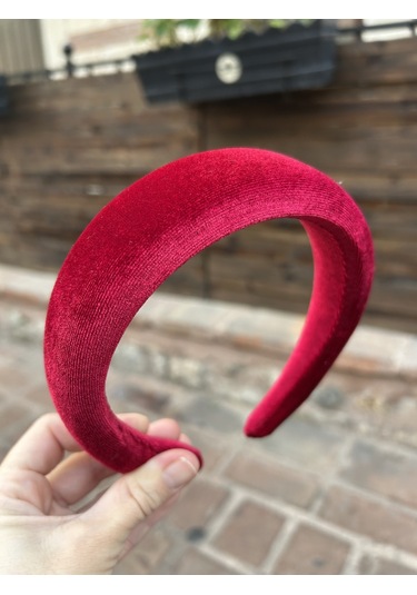 Yılbaşı Kırmızı Kadife Kırmızı Kalın Bombeli Kadın Taç Aksesuar Kırmızı