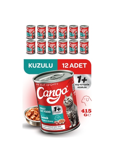 Cango Yetişkin Yaş Kedi Maması Kuzu Etli 415gr 12li