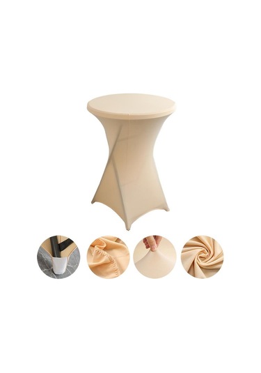 Sones Otel Düğün Dekorasyonu İçin Kokteyl Bar Masa Örtüsü Streç Polyester Ziyafet Yuvarlak Masa Örtüsü, Boyut: 80x110cm Şampanya Diğer