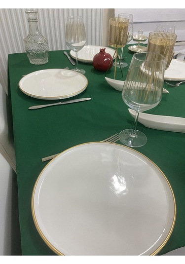 Sıvı Geçirmez Dertsiz Masa Örtüsü Koyu Yeşil 25 Parça