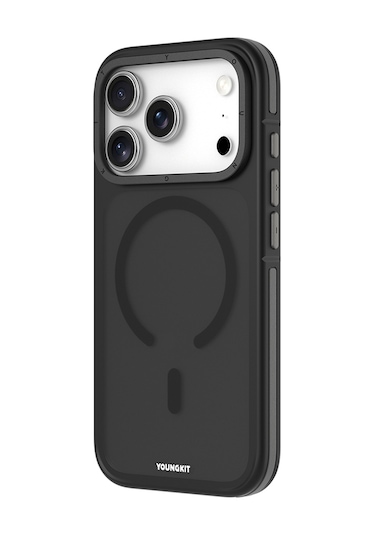İphone 17 Pro Uyumlu Kılıf M-safe Şarj Özellikli Youngkit Rock Sand Serisi Kapak Siyah