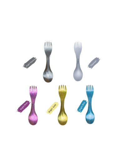 Gajeena Titanyum Materyal 16.5 Cm Çift Kullanımlı Çatal-kaşık 16 G, Renk Seçenekli Çok Renkli