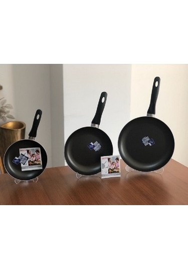 Mehtap 3 Lü Teflon Tava Seti 18 22 26 Cm Kırmızı Mor Mürdüm Tava Mor