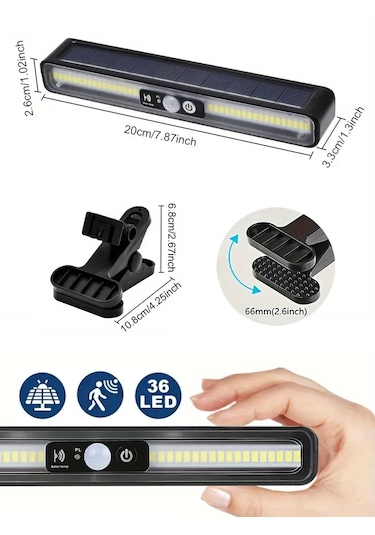 Greentech Güneş Enerjili Hareket Sensörlü Mandallı LED Aydınlatma / GT-SL29