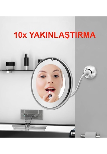 Valkyrie 10x Zoom Büyüteç Led Işıklı Esnek Makyaj Aynası