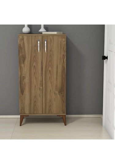 Ferniso Mobilya 2 Kapaklı 4 Bölmeli Ayakkabılık Hud Ceviz