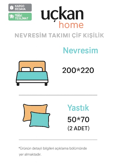 Uçkan Home Soft Elegance Çift Kişilik Nevresim Seti %100 Pamuk Ekru--UH-00036
