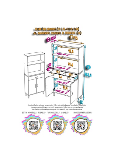 Modilayn Vio Fırın Dolabı 95x163,4x32.5 Cm Çekmeceli Kapaklı Mini/midi Mikrodalga Mutfak Dolabı Beyaz