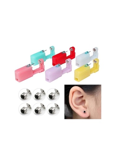 Novahub Tragus Burun Ağrısız Tek Kullanımlık Burun Kulak Delme Aracı Çelik Helix Delme Küpe Delme Makinesi 1 Pcs Tool With 1 Pcs Ear Stud-02 Çok Renkli Çok Renkli