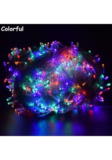 100 Ledli Fişli Led, Dekor Lambası Animasyonlu 10m Rgb Yılbaşı Ağacı Işığı 10m Çok Renkli