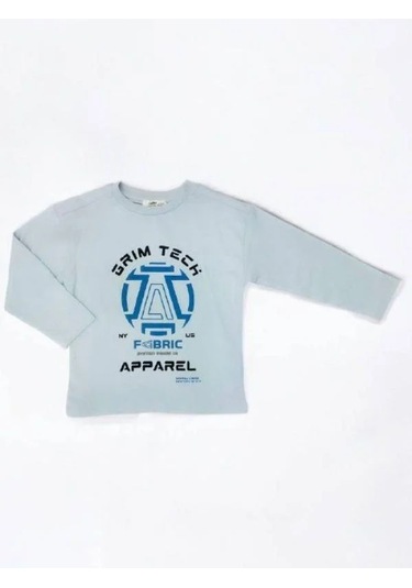 Çikoby Erkek Çocuk Grim Tech Yazılı İnce Uzun Kollu Pamuklu Tshirt-14867 Gri