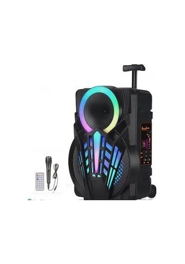 Junglee Party Box Bluetooth Hoparlör Büyük Boy Taşınabilir Şarjlı Kablosuz Hoparlör + Karaoke Mikrofon