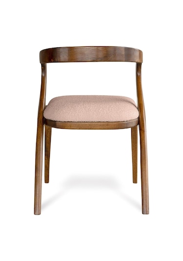 Akrep Krem Kumaş Ceviz Ahşap Sandalye