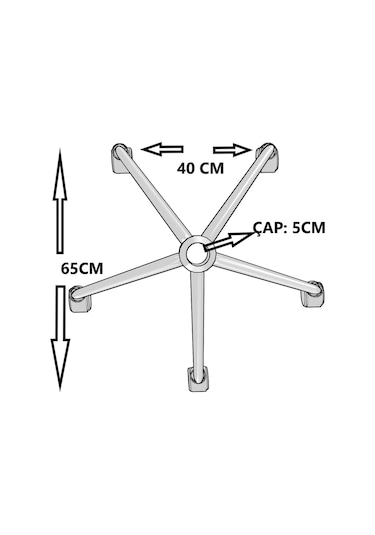 Yıldız Ayak Konik Krom Tekerlekli Döner Sandalye Ayağı Oyuncu Koltuğu Ayağı