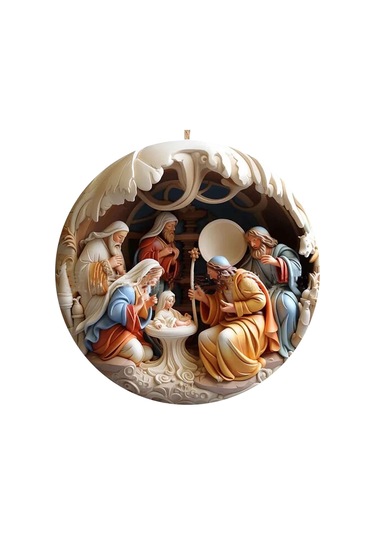 Geeksen Açık Renkli Akrilik Dış Mekan Noel Süsleri - Düz Baskı Efekti Asılı Noel Dekorasyonları