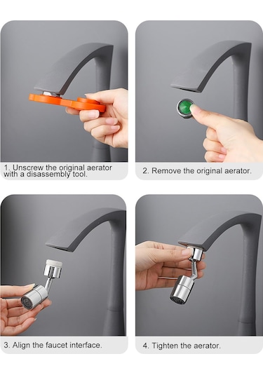 360 Dönen Musluk Genişletici Havalandırıcı, Sıçramasına Gümüş