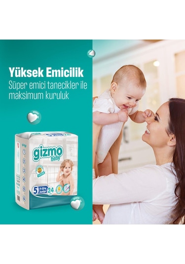 Gizmo Ultra Ekstra Large 16 Kg +6 Bebek Bezi 52 Li 6 Numara