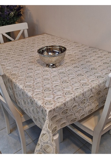 İthal Silinebilir Masa Örtüsü Kaymaz Tabanlı Pvc Muşamba Bej