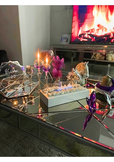 Beyaz Bioethanol Masaüstü Şömine Sertifikalı Yakıt Ve Taş Hediyel