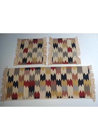 Oto Koltuk Kilim 3 Parça Araba Takımı Çok Renkli