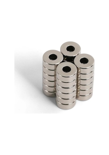 15X5X5 Delikli Halka Güçlü Neodyum Mıknatıs - 30 Adet