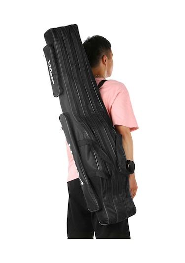 Jeehugo Siyah 120cm Üç Bölmeli Balıkçılık Çantası - Oxford Kumaş, Metal Reşetler Ve Sağlam Depolama