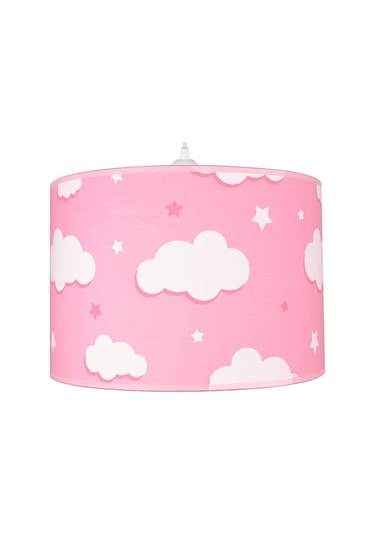 Şenay Aydınlatma Silindir Kumaş Avize Sarkıt-Pembe Bulut