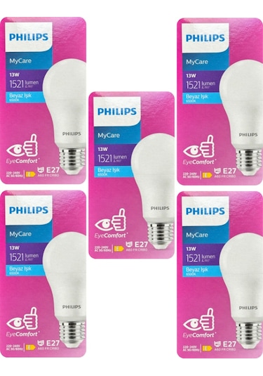 Philips 13w 100w 6500k Beyaz Işık E27 Duylu Led Ampul 5 Adet