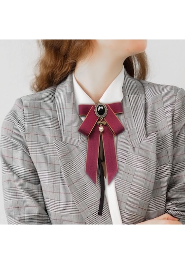 Suntek Şerit Yay Broş Üniforma Bluz Öğrenci Mor-kırmızı Çok Renkli