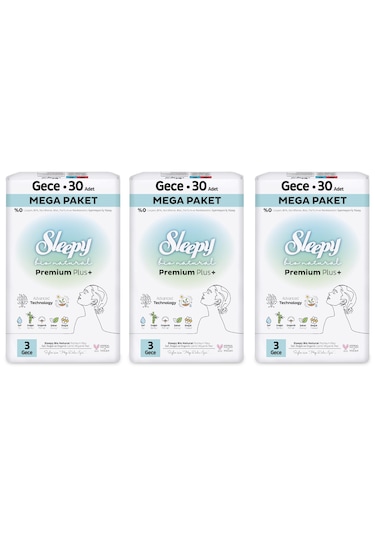Bio Natural Premium Plus Ped Mega Paket Gece 30x3 90 Adet