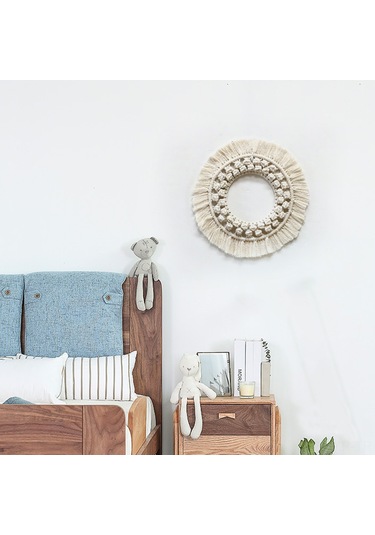 Xiyyadms El Yapımı İpek Dokuma Yuvarlak Duvar Örtüsü - Skandinav Tasarım Odalar İçin Bej Konforlu Dekorasyon Z150c