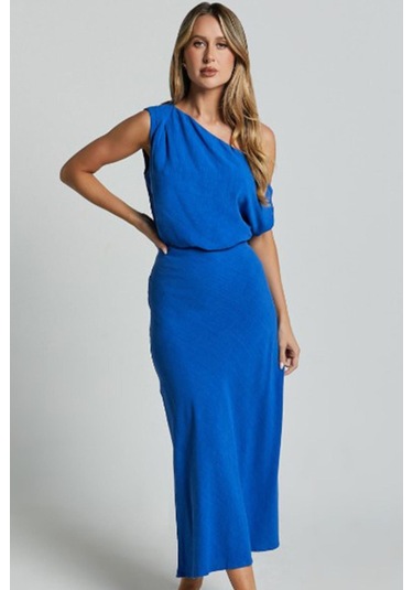 Madmext Madmext İndigo Düşük Omuz Elbise Mg2349 Indigo