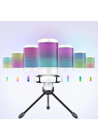 Fifine Ampligame A6V RGB USB Mikrofon Beyaz